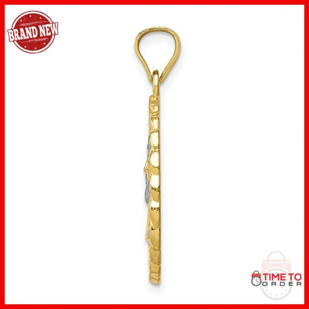 10k Gold Jesus Pendant Men's Religious Medallion Cuban Link Border
